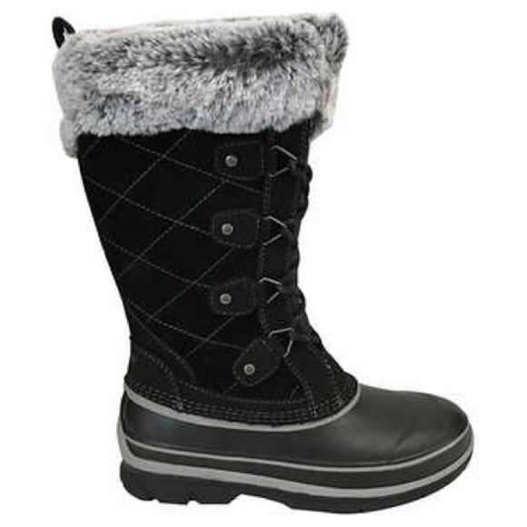 KHOMBU Ellie Black Suede Winter Boots in Black - NEW - Picture 4 of 5